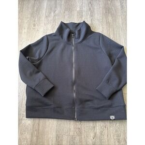 Pro Player Womens 2XL Black Full Zip Waffle Knit Jacket High Neck Pockets